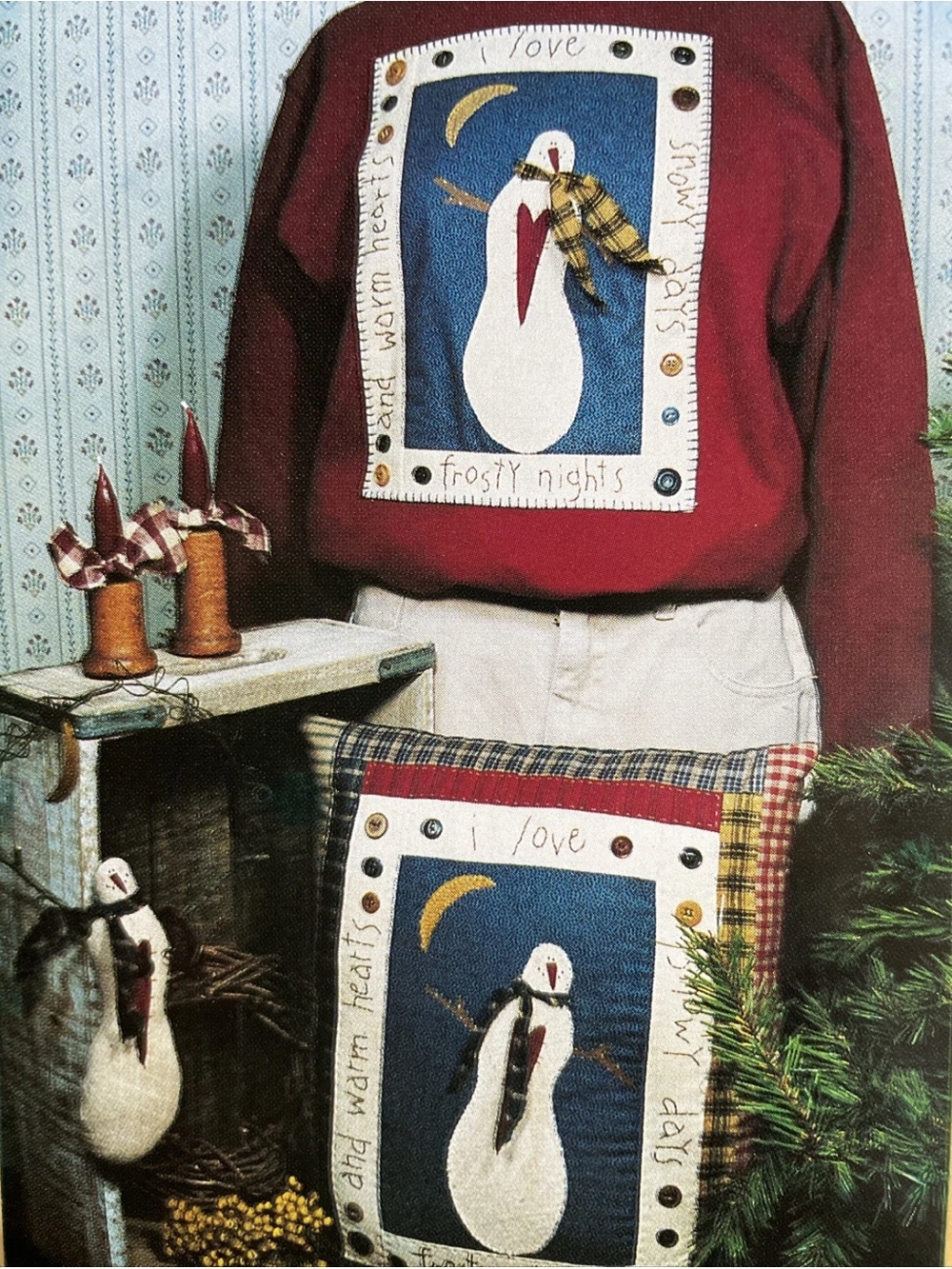 PATTERN Country Stitches ~ Snowy Days ~ Primitive Snowman NEW!